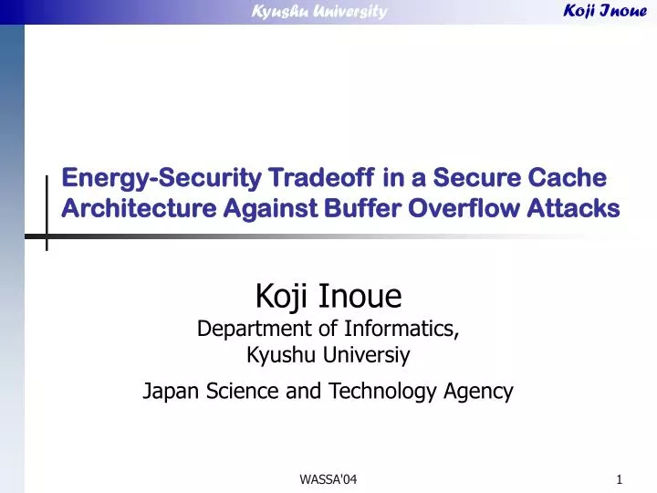 energy security tradeoff in a secure cache architecture against buffer overflow attacks