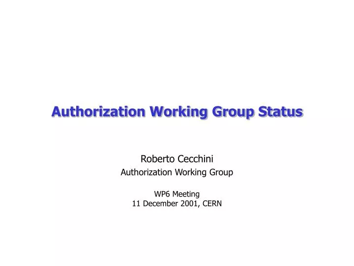 authorization working group status