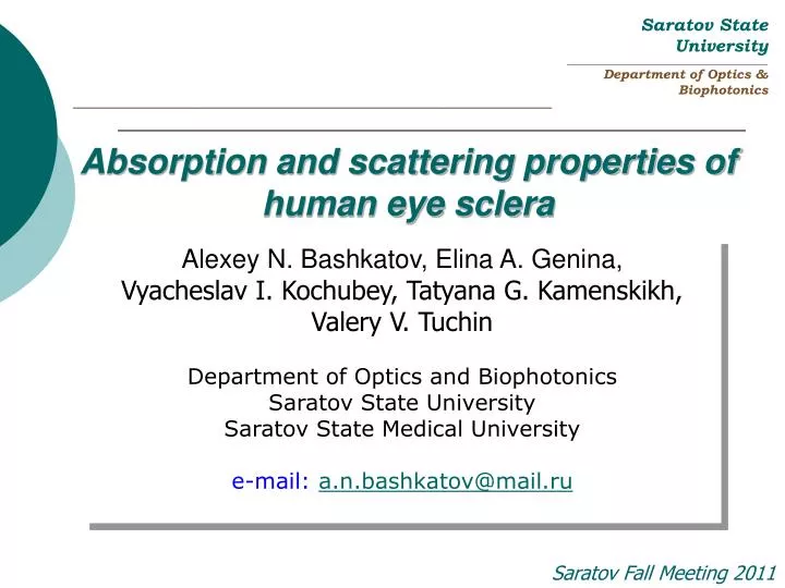 absorption and scattering properties of human eye sclera