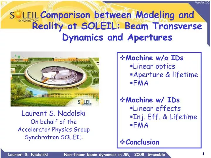 comparison between modeling and reality at soleil beam transverse dynamics and apertures