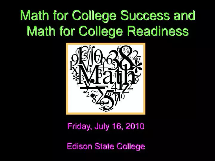 math for college success and math for college readiness