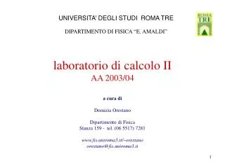 laboratorio di calcolo ii aa 2003 04