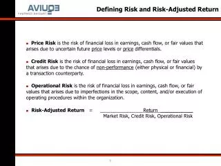 Defining Risk and Risk-Adjusted Return