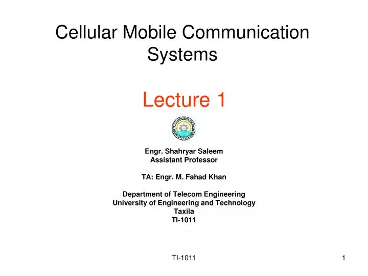 cellular mobile communication systems lecture 1