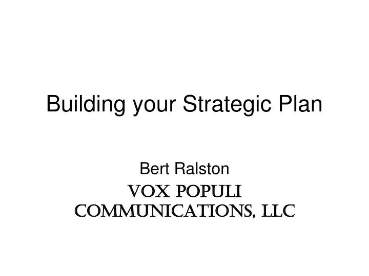 building your strategic plan
