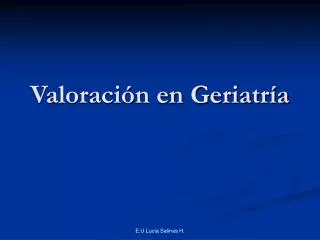 valoraci n en geriatr a