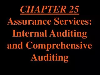 CHAPTER 25 Assurance Services: Internal Auditing and Comprehensive Auditing