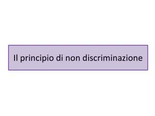 il principio di non discriminazione