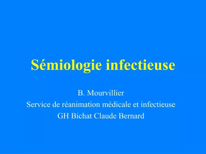 s miologie infectieuse