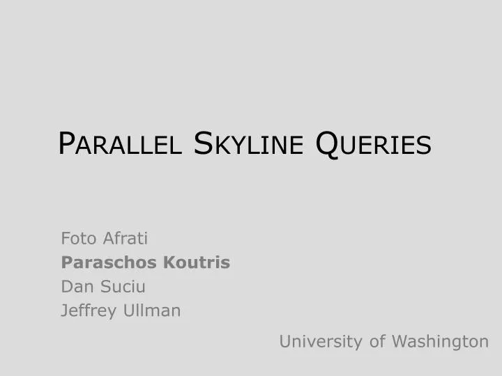 parallel skyline queries