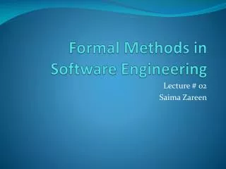 Formal Methods in Software Engineering