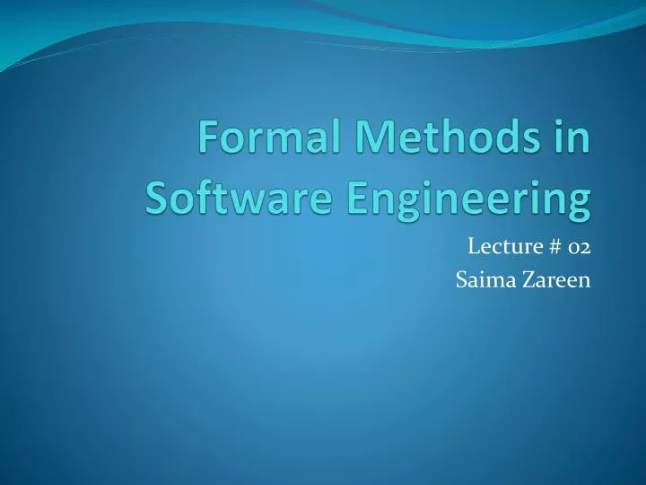 formal methods in software engineering