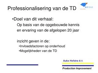 professionalisering van de td