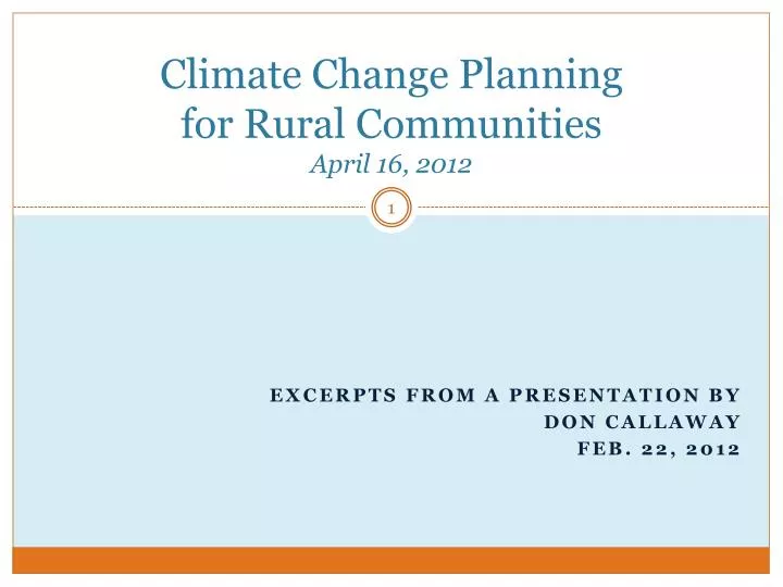 climate change planning for rural communities april 16 2012
