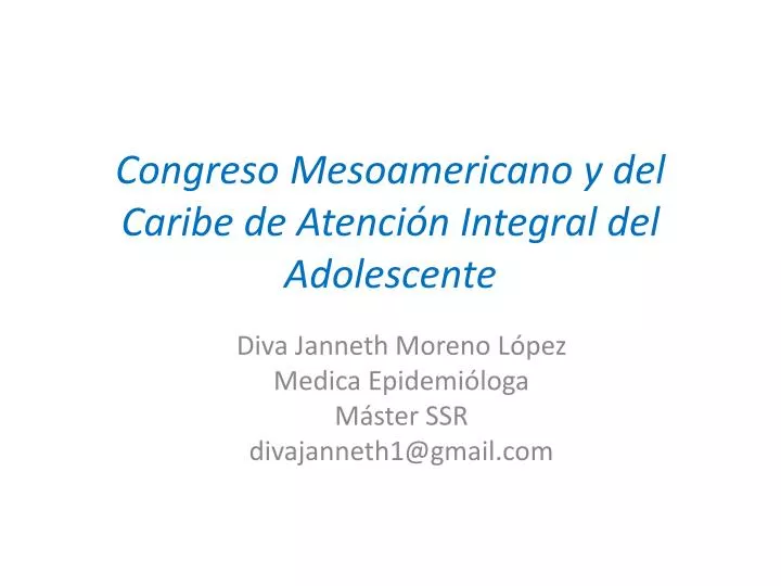 congreso mesoamericano y del caribe de atenci n integral del adolescente