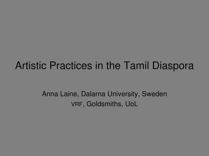 artistic practices in the tamil diaspora