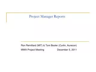 Project Manager Reports