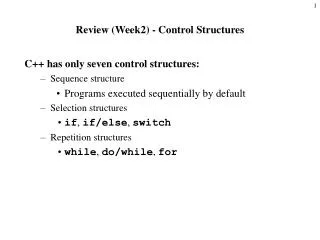 Review (Week2) - Control Structures