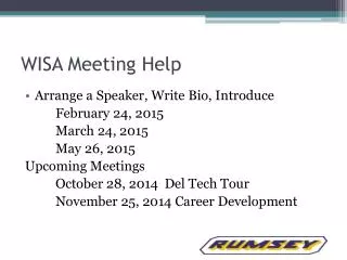 WISA Meeting Help