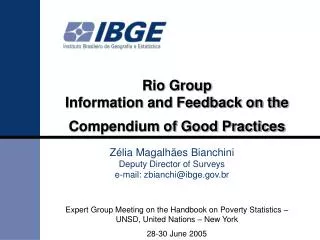 Rio Group Information and Feedback on the Compendium of Good Practices