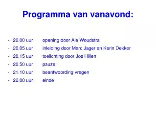 programma van vanavond