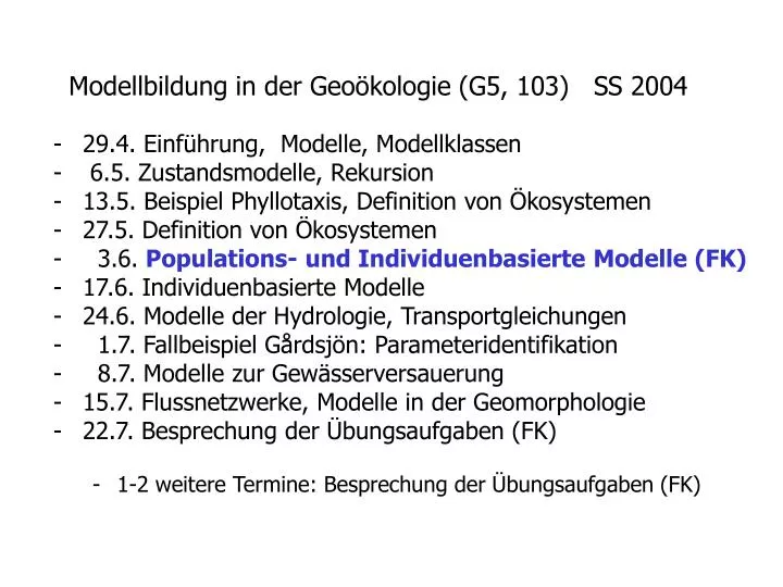 modellbildung in der geo kologie g5 103 ss 2004