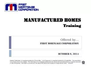 MANUFACTURED HOMES Training