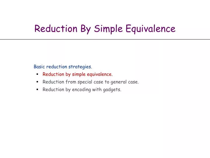 reduction by simple equivalence