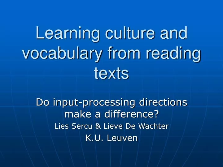 learning culture and vocabulary from reading texts