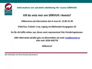 information om s rskild utbildning f r vuxna s rvux