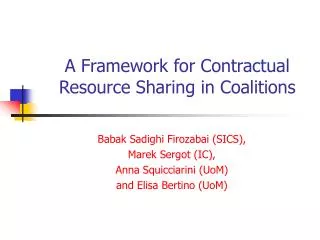 A Framework for Contractual Resource Sharing in Coalitions