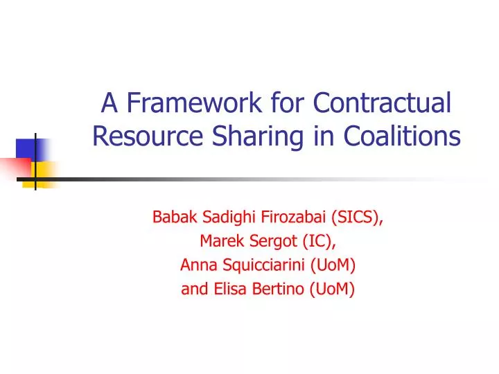 a framework for contractual resource sharing in coalitions