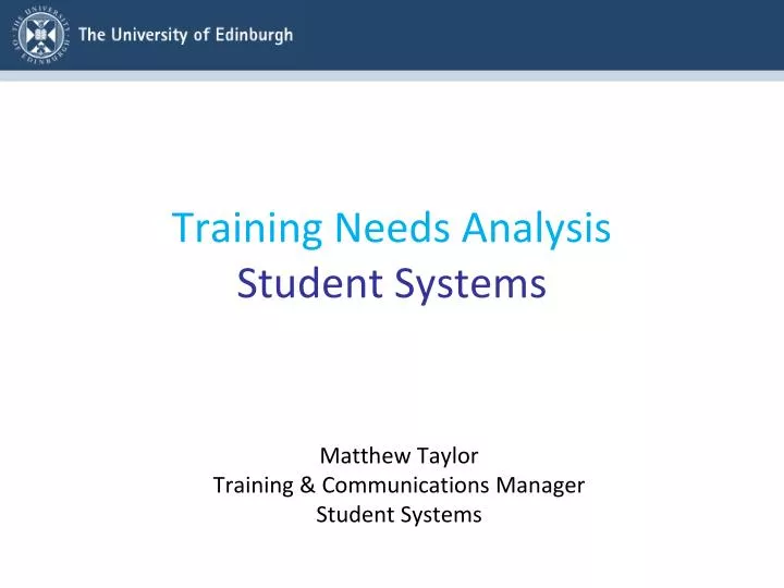 training needs analysis student systems