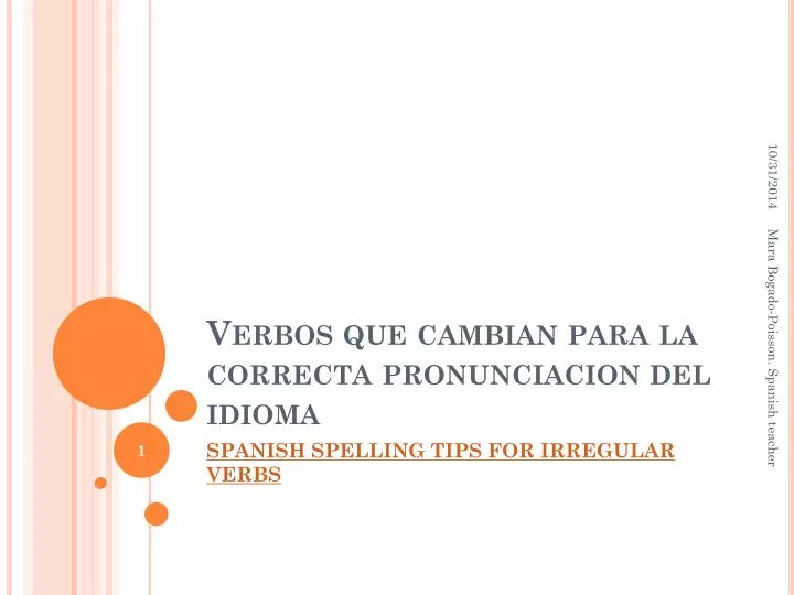 verbos que cambian para la correcta pronunciacion del idioma