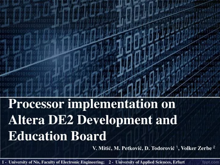 processor implementation on altera de2 development and education board