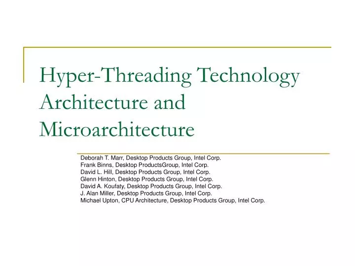 hyper threading technology architecture and microarchitecture