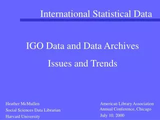 International Statistical Data