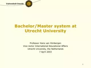 Bachelor/Master system at Utrecht University