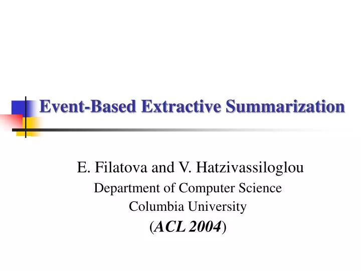 event based extractive summarization