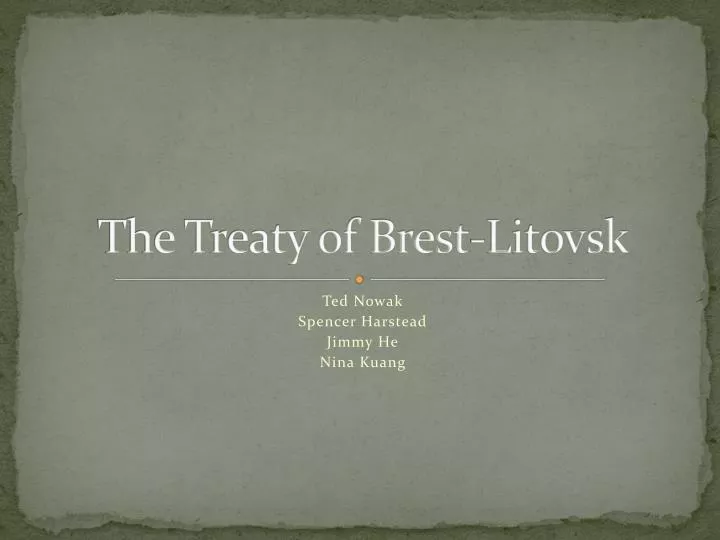 the treaty of brest litovsk