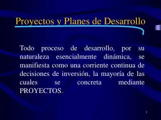 proyectos y planes de desarrollo