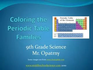 Coloring the Periodic Table Families