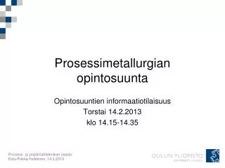 prosessimetallurgian opintosuunta