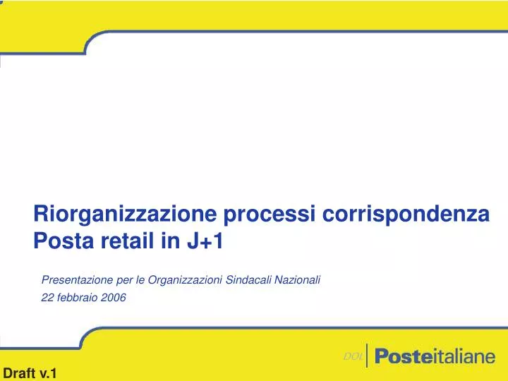 riorganizzazione processi corrispondenza posta retail in j 1