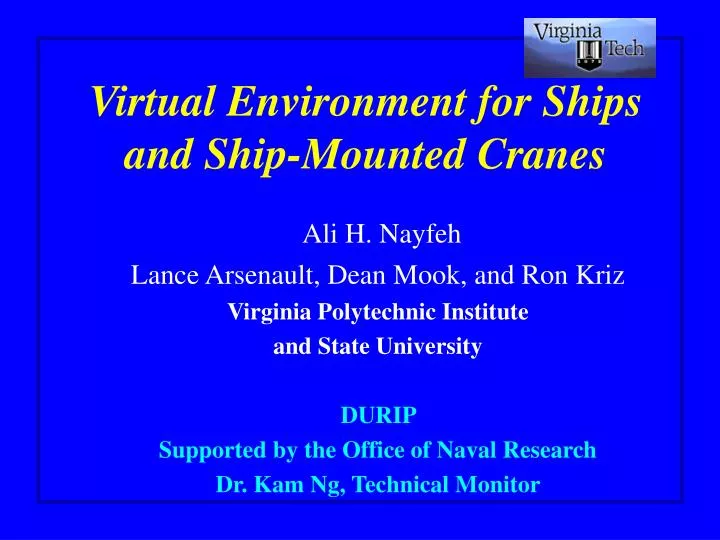 virtual environment for ships and ship mounted cranes