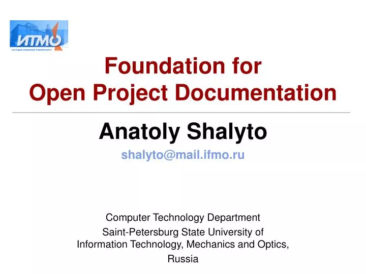 foundation for open project documentation