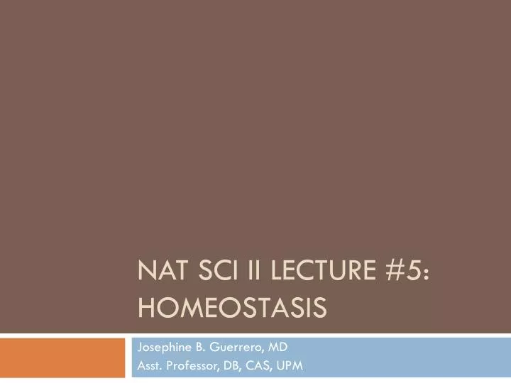 nat sci ii lecture 5 homeostasis