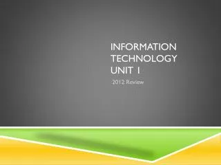 Information Technology Unit 1