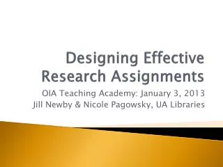 Designing Effective Research Assignments