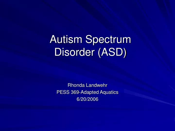 autism spectrum disorder asd